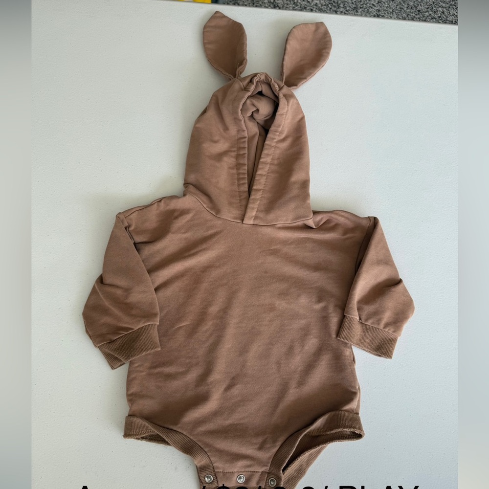 Brown Bunny Hooded Baby Onesie